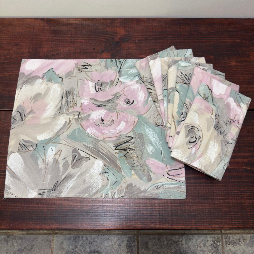 VINTAGE Floral Table Setting Cloth Napkins Set of 8